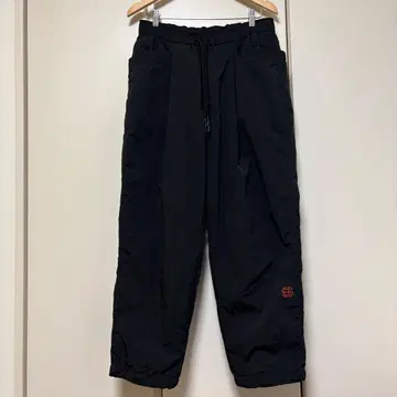 NYLON/FLEECE WIDE TAPERED EASY PANTS