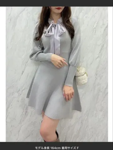 dazzlin 시어 보타이 미니 원피스