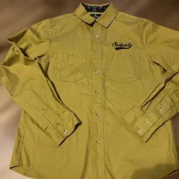 Subciety 카키 긴팔 셔츠 체인 스티치