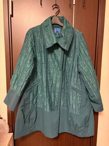 안길 그린 컬러 텍스처 롱 코트