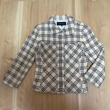 새상품급 여성용 트위드 자켓 격자 무늬 Chalet Blanc