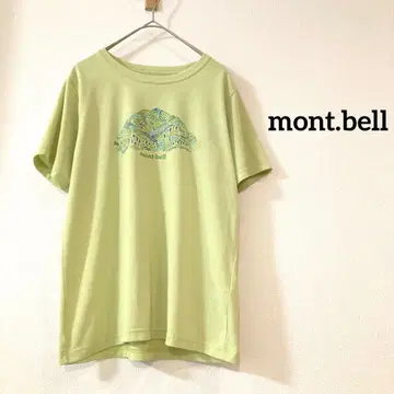 mont.bell 반팔 티셔츠 아웃도어 라이트 그린 산 프린트 M