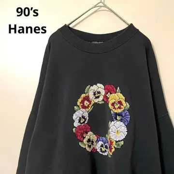90's Hanes 플라워 디자인 맨투맨 XXL