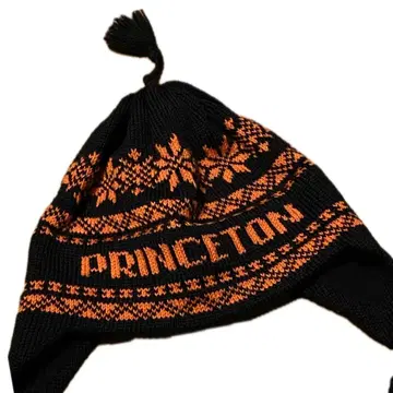 PRINCETON 니트 모자 블랙 오렌지