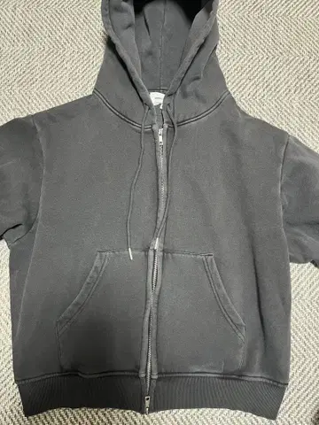 그레이 풀 집업 후드 부착 후드티