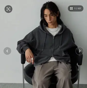 그레이 풀 집업 후드 부착 후드티