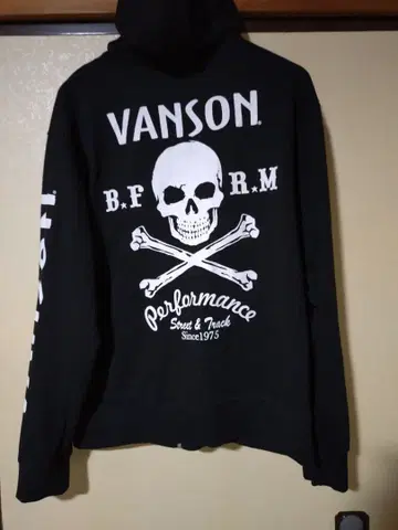 VANSON 스컬 디자인 후드티 XL