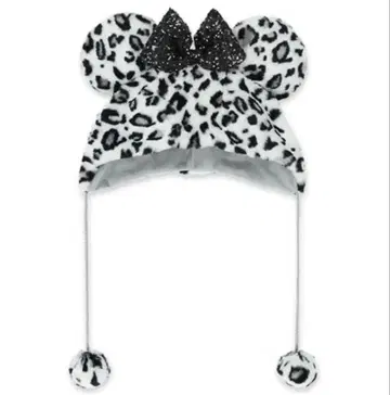 레오파드 무늬 팬캡 화이트