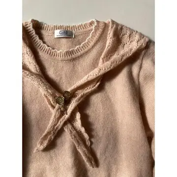 Used 80s 크로셰 스카프 부드러운 핑크 레트로 니트