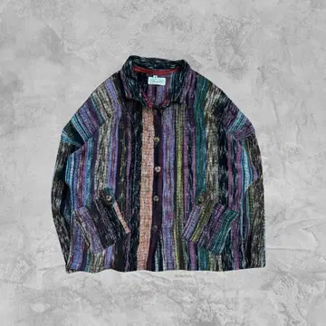 화려한 무늬 멀티 스트라이프 짧은 기장 자켓, Y2K 페어리 그런지