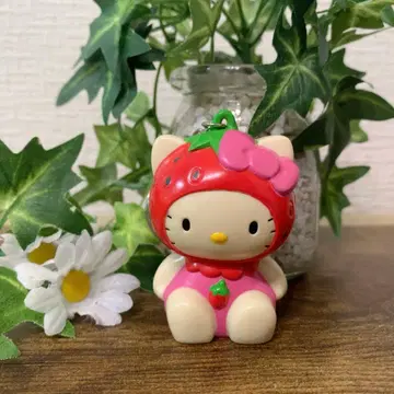 [ 초레어 ] 뒤집어쓰는 딸기 키티 마스코트 키링 희귀 1999년 제작