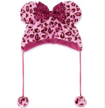 레오파드 무늬 팬 캡 핑크