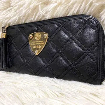 [컨디션 최상] ATAO 리모 장지갑 블랙 다이아 퀼팅 올 가죽 블랙