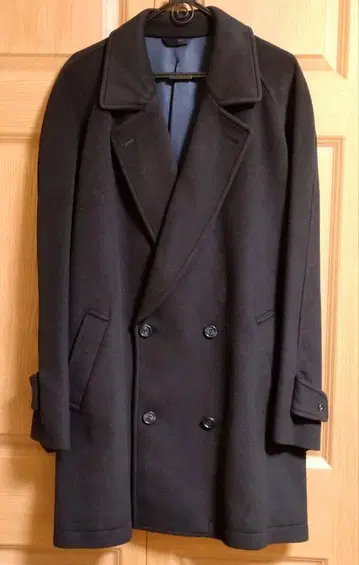 퓨어 캐시미어 100% 더블 브레스트 체스터 코트 미들 기장