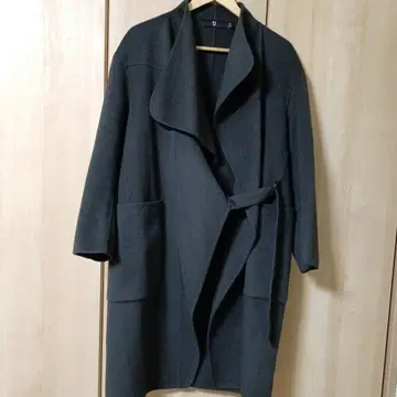 유니클로 +J 캐시미어 블렌드 랩 롱 코트 M 다크 그레이