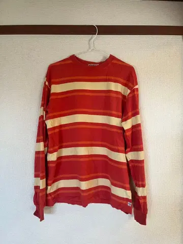 Good Enough 90년대 초기 긴팔 티셔츠 보더 티셔츠 빨간색