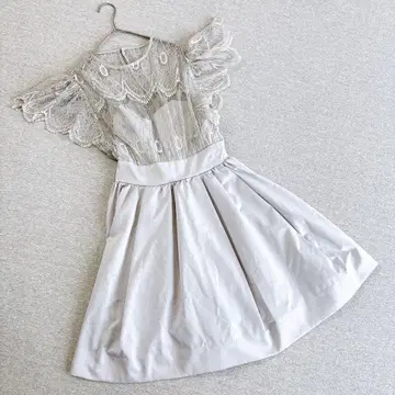 라그나문 오버 레이스 개더 원피스 S 사이즈 그레이 드레스