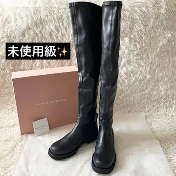 미사용급 FABIO RUSCONI 파비오 루스코니 니하이 부츠 가죽