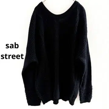 sab street 울 케이블 짜임 블랙 니트 루즈핏 L