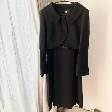 블랙 포멀 원피스 숏 자켓 세트 리본 레이스 13호