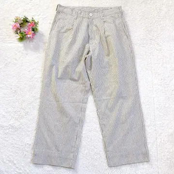 22SS 저널 스탠다드 남성용 스트라이프 턱 와이드 팬츠
