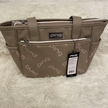 PING 핑 토트백 올 로고 무늬 베이지 골프 라운드백