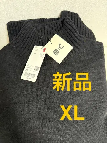 새상품 유니클로 C 로우 게이지 하이넥 스웨터 블랙 XL