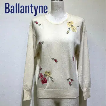 발렌타인 구형 택 80s 빈티지 캐시미어 100% 니트 꽃무늬 자수