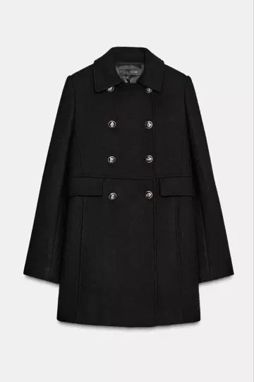 울 혼방 숏 기장 더블 브레스트 코트