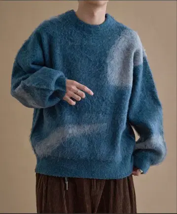 epnok 아브스트랙트 루즈 니트 라이트 블루 M 남성용 니트