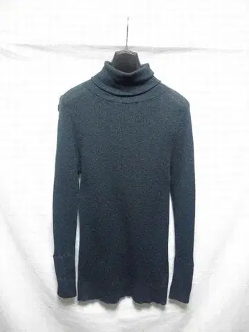 tumugu 코튼 리브 니트 롱 터틀넥 티셔츠