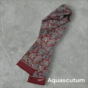 Aquascutum 스톨 리버서블 페이즐리 보르도 네이비