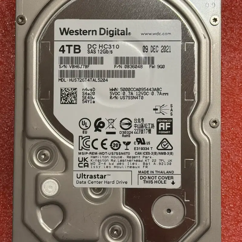 WD HC310 4TB SAS 12G HDD Z840 Z820 서버용
