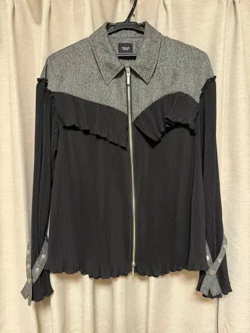 플리츠 디자인 자켓 블랙/그레이