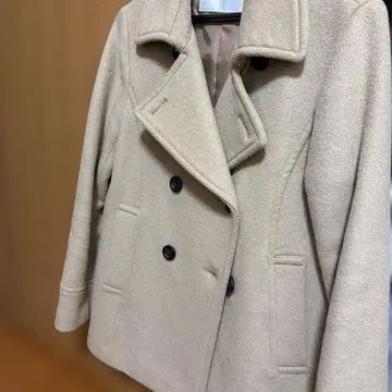 베이지 울 피 코트 더블 브레스트