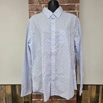 GAP 갭 셔츠 라이트 블루 긴팔 버튼 다운 도트 M 사이즈