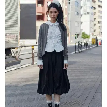 스트레치 코튼 프릴 셔츠