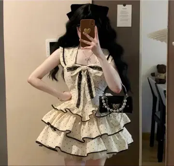 도트 원피스 리본