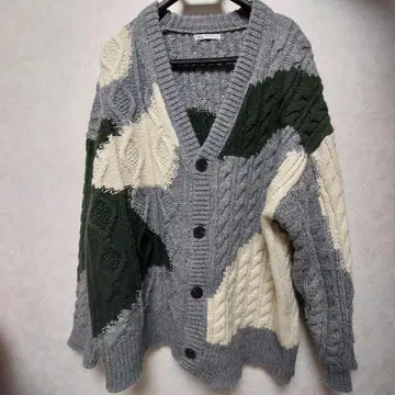패치워크 케이블 니트 가디건 M