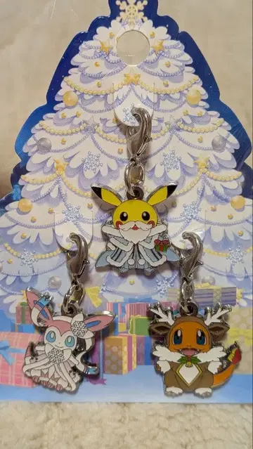 포켓몬 크리스마스 메탈 참 2019 키링 3개 세트