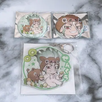 Dr.STONE 파보테리아 사가라 이시가미 센쿠 3점 아크릴 키링 캔뱃지