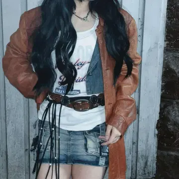 브라운 가죽 자켓