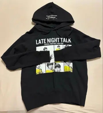 쿠로야나기 테츠코 후드티 LATE NIGHT TALK 블랙 S 사이즈