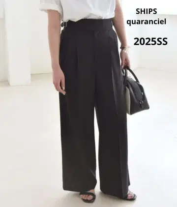 quaranciel 울스텟 하이웨스트 구르카 와이드 팬츠 롱 레그