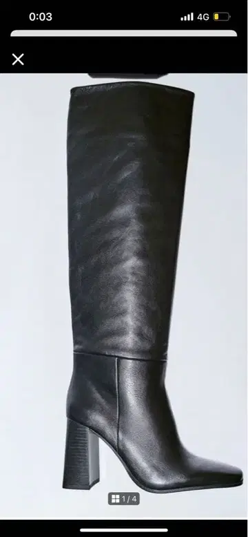 ZARA 블랙 가죽 하이힐 롱 부츠