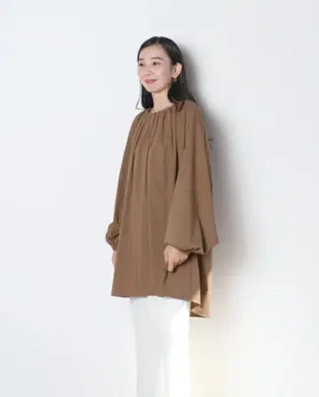 meri 미일리 개더 튜닉 블라우스 브라운 새상품