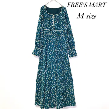 프리즈마트 꽃무늬 롱 원피스 긴팔 엘레강트 레트로 그린 계열 M