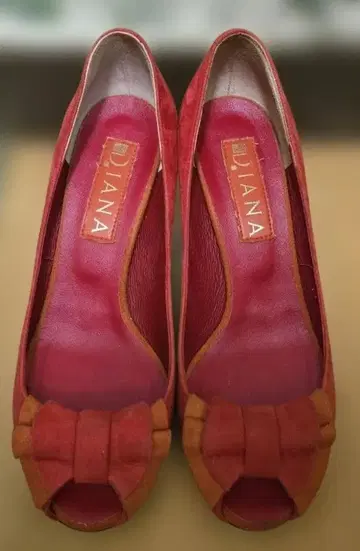 DIANA 오픈토 하이힐 레드 일본제