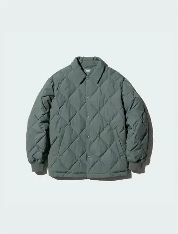 새상품급 유니클로 퍼프테크 퀼팅 자켓 그린 M
