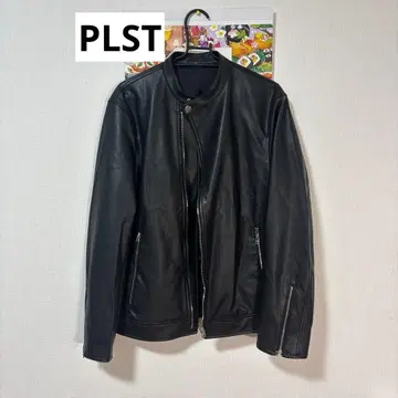 새상품급 PLST 가죽 싱글 라이더 자켓 블랙 남성용 M